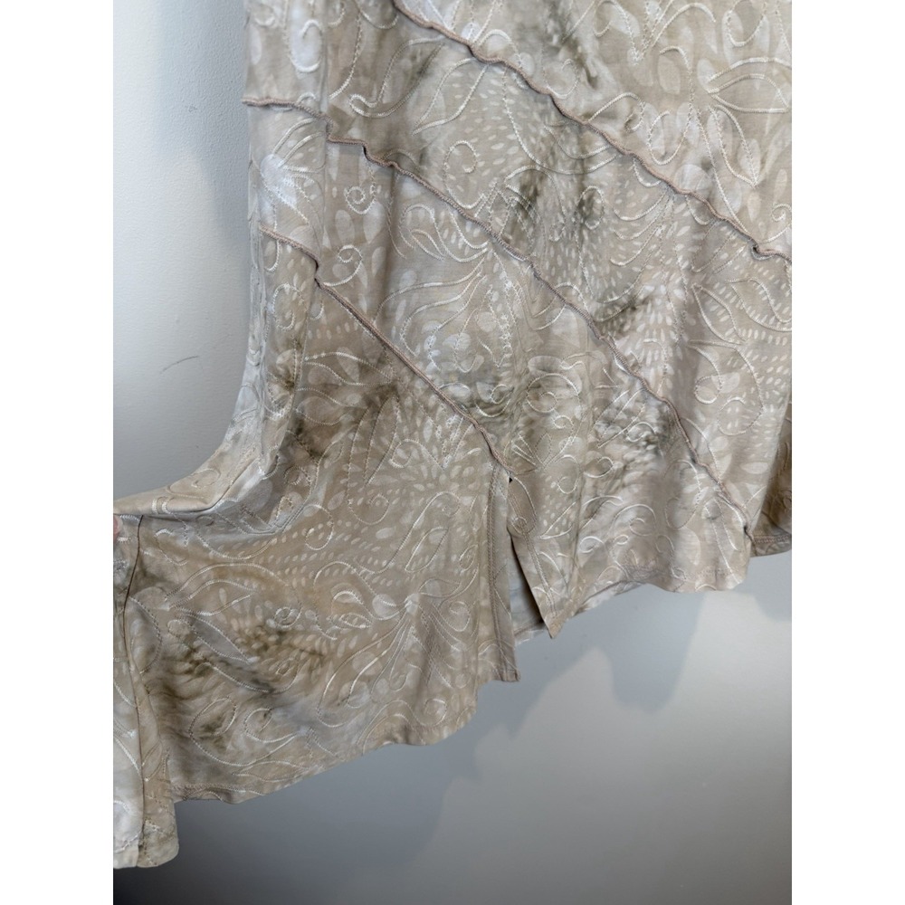 Women's Ethereal Fairy Watercolor Short Sleeve Asymmetrical Hem Stretch Top L - Picture 5 of 8
